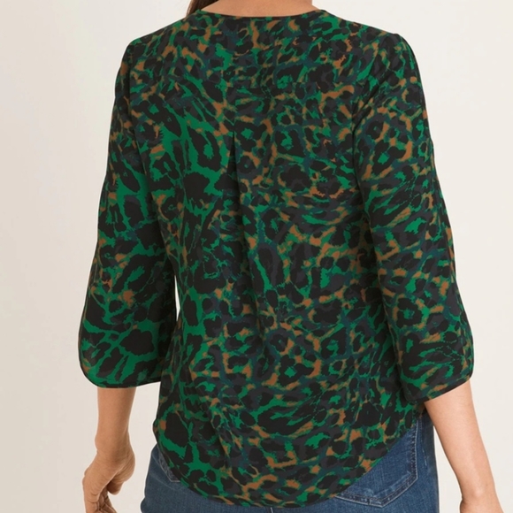 Chico's Animal Print V-Neck Top - Picture 3 of 5